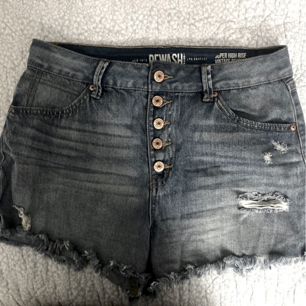Rewash Women’s High Waisted Distressed Denim Shorts
